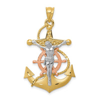 Load image into Gallery viewer, 14k Tri-color Mariners Cross Pendant
