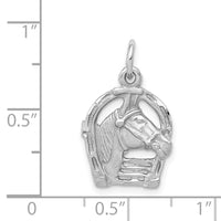 Load image into Gallery viewer, 14k White Gold Diamond-cut Horse Head in Horseshoe Charm
