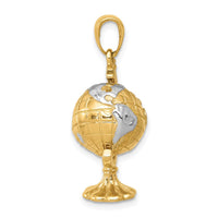 Load image into Gallery viewer, 14K w/Rhodium 3-D Moveable Globe Pendant
