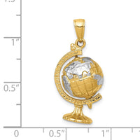 Load image into Gallery viewer, 14K w/Rhodium 3-D Moveable Globe Pendant

