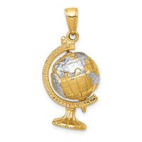 Load image into Gallery viewer, 14K w/Rhodium 3-D Moveable Globe Pendant
