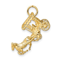 Load image into Gallery viewer, 14k Solid Polished 3-Dimensional Horse and Carriage Charm
