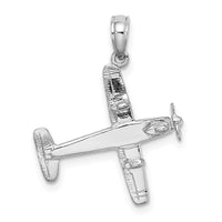 Load image into Gallery viewer, 14k White Gold 3-D Low-Wing Airplane Pendant
