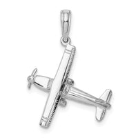 Load image into Gallery viewer, 14K White Gold 3-D High Wing Airplane Charm
