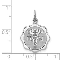 Load image into Gallery viewer, 14k White Gold RN Registered Nurse Disc Charm
