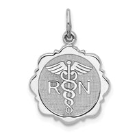 Load image into Gallery viewer, 14k White Gold RN Registered Nurse Disc Charm
