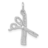 Load image into Gallery viewer, 14k White Gold Satin Diamond-cut Comb and Scissors Charm
