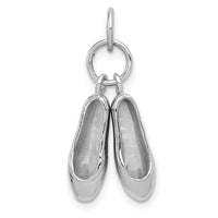 Load image into Gallery viewer, 14K White Gold Solid Polished 3-D Moveable Ballet Slippers Charm
