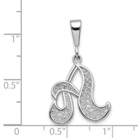 Load image into Gallery viewer, 14KW White Gold Solid Polished Script Filigree Letter A Initial Pendant
