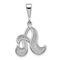 Load image into Gallery viewer, 14KW White Gold Solid Polished Script Filigree Letter A Initial Pendant
