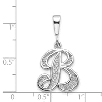 Load image into Gallery viewer, 14KW White Gold Solid Polished Script Filigree Letter B Initial Pendant
