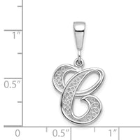 Load image into Gallery viewer, 14KW White Gold Solid Polished Script Filigree Letter C Initial Pendant

