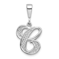 Load image into Gallery viewer, 14KW White Gold Solid Polished Script Filigree Letter C Initial Pendant
