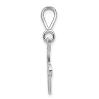 Load image into Gallery viewer, 14KW White Gold Solid Polished Script Filigree Letter F Initial Pendant
