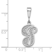 Load image into Gallery viewer, 14KW White Gold Solid Polished Script Filigree Letter G Initial Pendant

