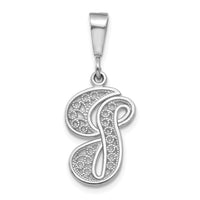 Load image into Gallery viewer, 14KW White Gold Solid Polished Script Filigree Letter G Initial Pendant
