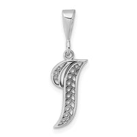 Load image into Gallery viewer, 14KW White Gold Solid Polished Script Filigree Letter I Initial Pendant
