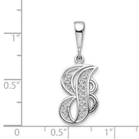Load image into Gallery viewer, 14KW White Gold Solid Polished Script Filigree Letter J Initial Pendant
