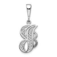 Load image into Gallery viewer, 14KW White Gold Solid Polished Script Filigree Letter J Initial Pendant
