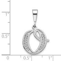 Load image into Gallery viewer, 14KW White Gold Solid Polished Script Filigree Letter O Initial Pendant
