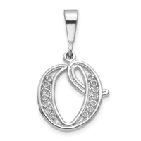 Load image into Gallery viewer, 14KW White Gold Solid Polished Script Filigree Letter O Initial Pendant
