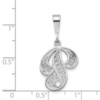 Load image into Gallery viewer, 14KW White Gold Solid Polished Script Filigree Letter P Initial Pendant
