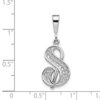 Load image into Gallery viewer, 14KW White Gold Solid Polished Script Filigree Letter S Initial Pendant
