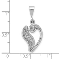 Load image into Gallery viewer, 14KW White Gold Solid Polished Script Filigree Letter V Initial Pendant
