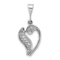 Load image into Gallery viewer, 14KW White Gold Solid Polished Script Filigree Letter V Initial Pendant
