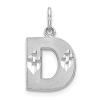 Load image into Gallery viewer, 14KW Satin Diamond-cut Letter D Initial Charm
