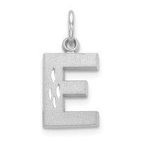 Load image into Gallery viewer, 14KW Satin Diamond-cut Letter E Initial Charm
