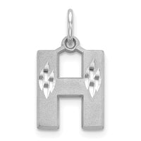 Load image into Gallery viewer, 14KW Satin Diamond-cut Letter H Initial Charm
