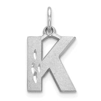 Load image into Gallery viewer, 14KW Satin Diamond-cut Letter K Initial Charm
