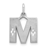 Load image into Gallery viewer, 14KW Satin Diamond-cut Letter M Initial Charm
