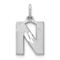 Load image into Gallery viewer, 14KW Satin Diamond-cut Letter N Initial Charm
