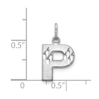 Load image into Gallery viewer, 14KW Satin Diamond-cut Letter P Initial Charm
