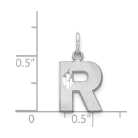 Load image into Gallery viewer, 14KW Satin Diamond-cut Letter R Initial Charm
