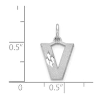 Load image into Gallery viewer, 14KW Satin Diamond-cut Letter V Initial Charm
