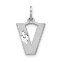 Load image into Gallery viewer, 14KW Satin Diamond-cut Letter V Initial Charm
