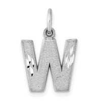 Load image into Gallery viewer, 14KW Satin Diamond-cut Letter W Initial Charm
