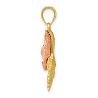 Load image into Gallery viewer, 14k Two-Tone Solid Satin Diamond-cut Flower Pendant
