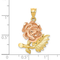 Load image into Gallery viewer, 14k Two-Tone Solid Satin Diamond-cut Flower Pendant
