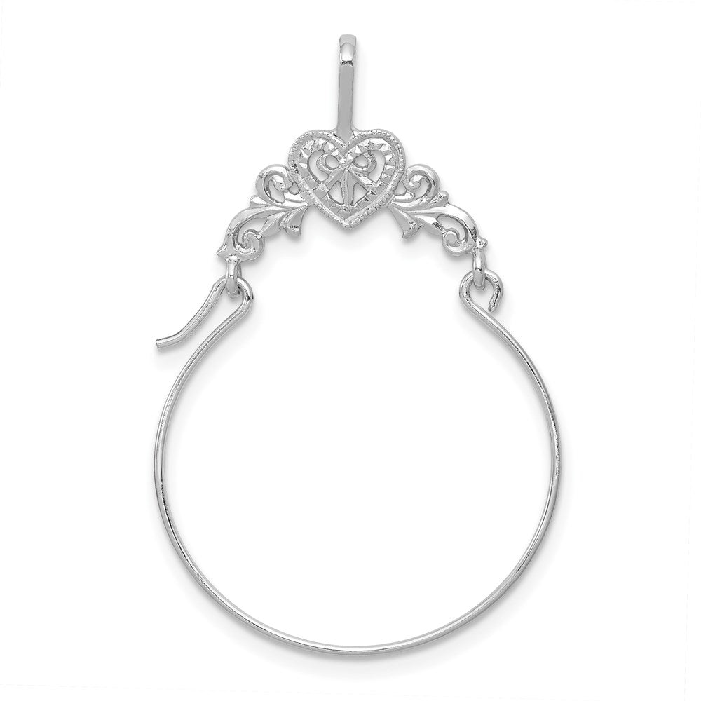 14k White Gold Polished Filigree Heart Charm Holder