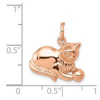 Load image into Gallery viewer, 14k Rose Gold Solid Polished Open-Backed Cat Charm
