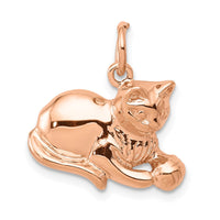 Load image into Gallery viewer, 14k Rose Gold Solid Polished Open-Backed Cat Charm
