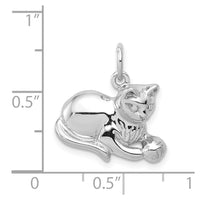 Load image into Gallery viewer, 14k White Gold Polished Open-Backed Cat Charm
