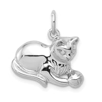 Load image into Gallery viewer, 14k White Gold Polished Open-Backed Cat Charm
