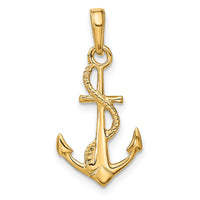 Load image into Gallery viewer, 14K Solid Polished 3-D Anchor Pendant
