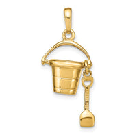 Load image into Gallery viewer, 14K Polished 3-D Moveable Pail and Shovel Pendant
