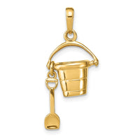 Load image into Gallery viewer, 14K Polished 3-D Moveable Pail and Shovel Pendant
